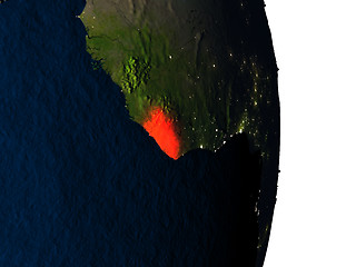 Image showing Liberia from space during dusk