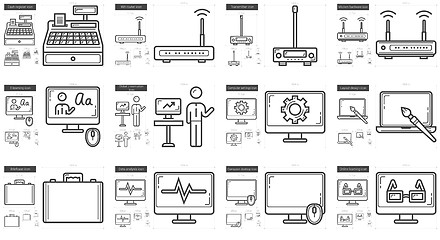 Image showing Technology line icon set.