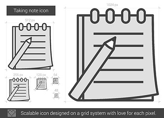 Image showing Taking note line icon.