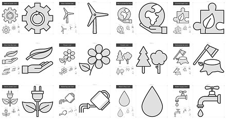 Image showing Ecology line icon set.