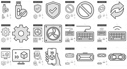 Image showing Gadgets line icon set.