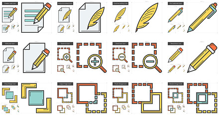 Image showing Content Edition line icon set.