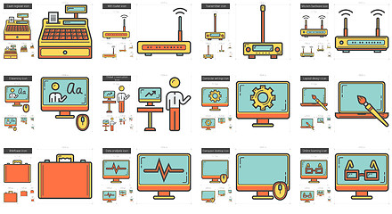 Image showing Technology line icon set.