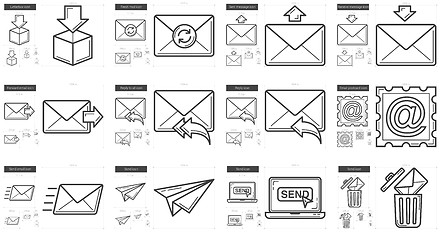 Image showing Email line icon set.