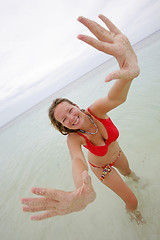 Image showing Woman with Sandy Hands