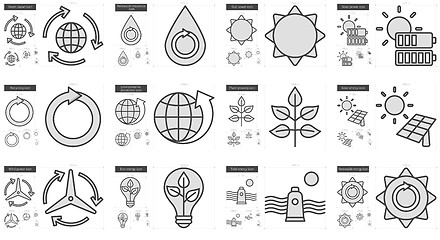 Image showing Ecology line icon set.