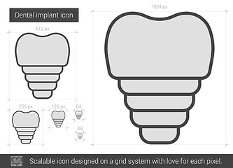 Image showing Dental implant line icon.