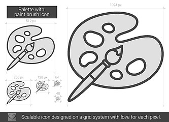 Image showing Palette with paint brush line icon.