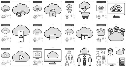 Image showing Hi-Tech line icon set.