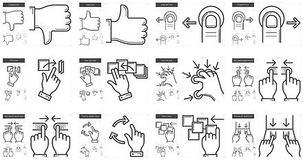 Image showing Touch gestures line icon set.