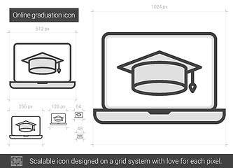 Image showing Online graduation line icon.