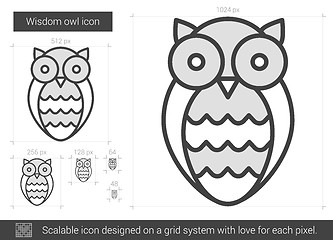 Image showing Wisdom owl line icon.