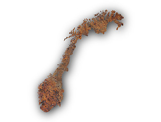Image showing Map of Norway on rusty metal