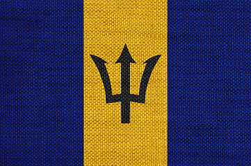 Image showing Flag of Barbados on old linen