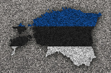 Image showing Map and flag of Estonia on poppy seeds