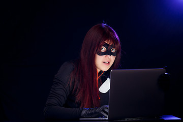 Image showing Dangerous hacker in mask close-up