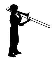 Image showing Female playing trombone