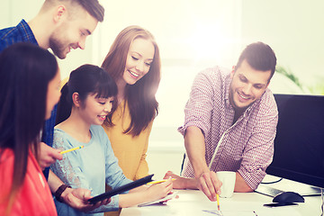 Image showing happy creative team or students working at office