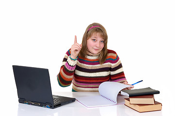 Image showing Girl student doing schoolwork