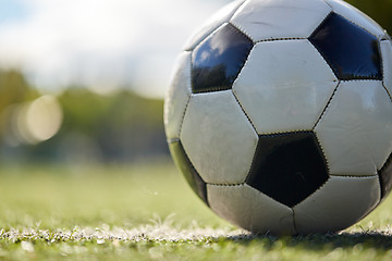 Image showing soccer ball on football field