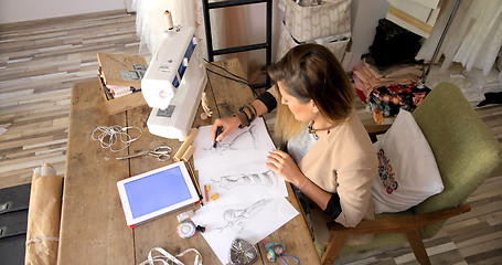 Image showing From above shot of tailor in parlour