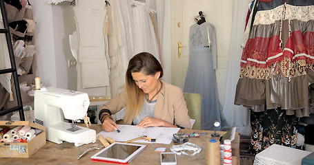 Image showing Dressmaker in process of working