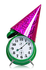 Image showing Alarm clock with birthday cap