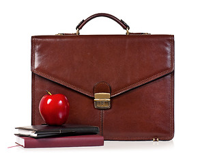 Image showing Brown leather briefcase