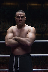 Image showing professional kickboxer in the training ring