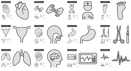 Image showing Medicine line icon set.