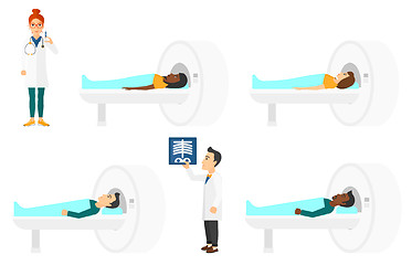 Image showing Vector set of doctor characters and patients.