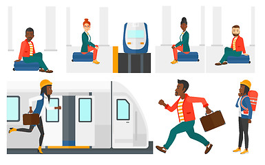 Image showing Transportation vector set with people traveling.