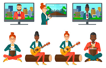 Image showing Vector set of media people and musicians.