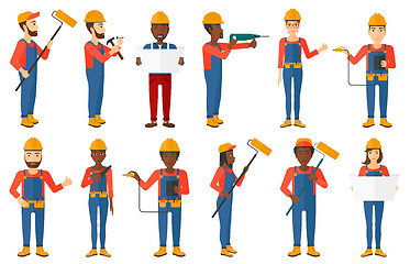 Image showing Vector set of constructors and builders characters