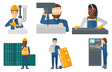 Image showing Vector set of industrial workers.