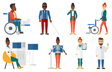 Image showing Vector set of doctor characters and patients.