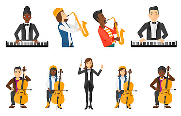 Image showing Vector set of musicians people characters.