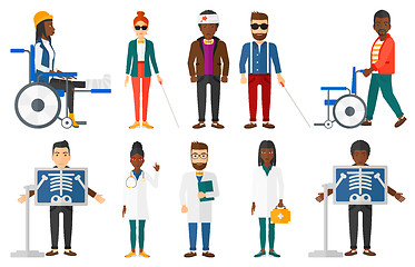 Image showing Vector set of doctor characters and patients.