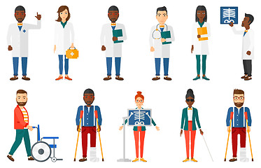 Image showing Vector set of doctor characters and patients.