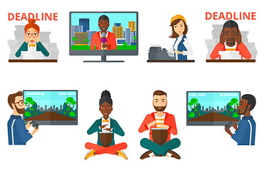 Image showing Vector set of business characters and media people