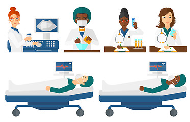 Image showing Vector set of doctor characters and patients.