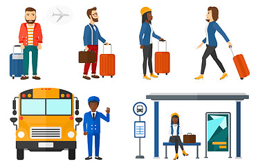 Image showing Transportation vector set with people traveling.