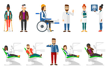 Image showing Vector set of doctor characters and patients.