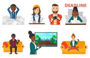Image showing Vector set of business character and people gaming