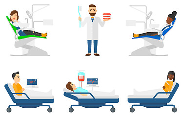 Image showing Vector set of doctor characters and patients.