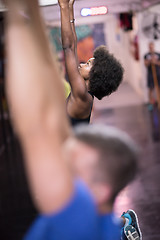 Image showing black woman doing dipping exercise