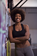 Image showing black woman after a workout at the gym