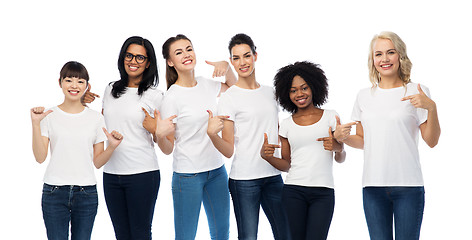 Image showing international group of women in white t-shirts