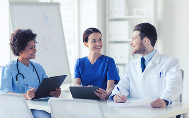 Image showing group of happy doctors meeting at hospital office