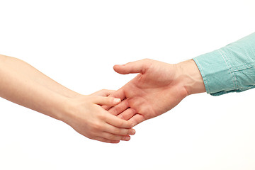 Image showing happy father and child holding hands